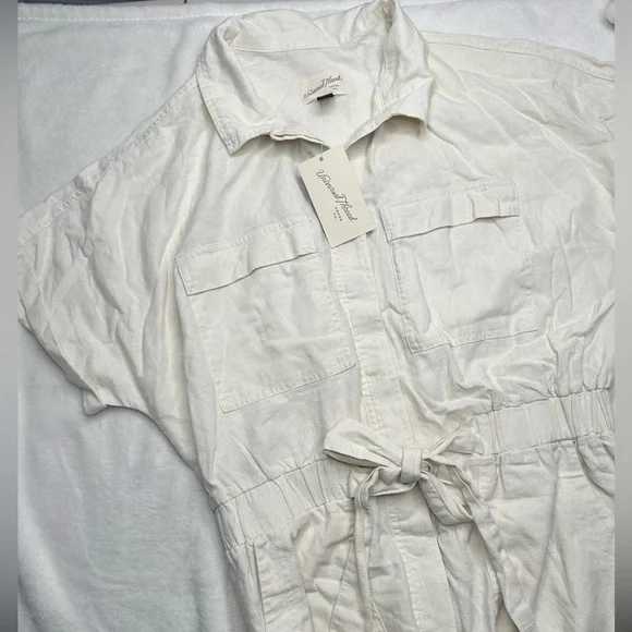 Universal Thread Women's Short Sleeve Linen Boilersuit Casual Jumpsuit Size 8 - Picture 5 of 16